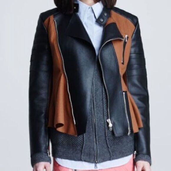 [philip lim] felt and leather vintage motorcycle jacket EUC #12 - Picture 1 of 13